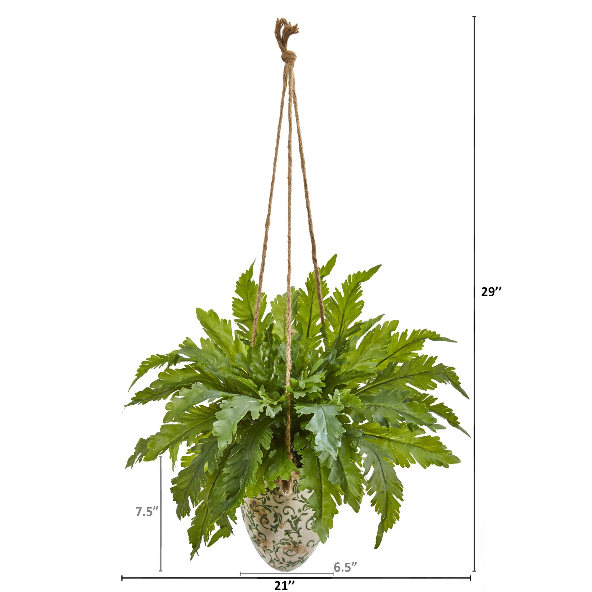2.5ft. Fern Plant in Hanging Decorative Vase